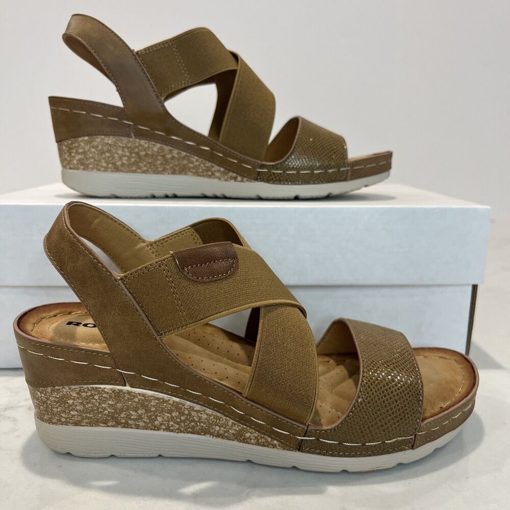 Romika NEW Elaine Brown Wedge Strappy Comfort Slingback Sandals EU 37 US 6-6.5